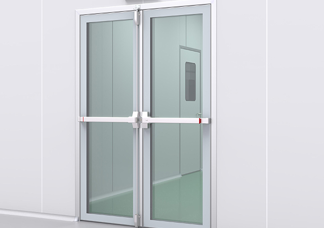 double swing door glass - laboratory cleanroom door